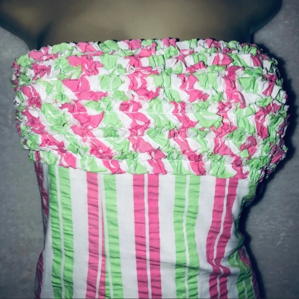 LILLY PULITZER Strapless Franco Seersucker Dress size 0 - Picture 4 of 8